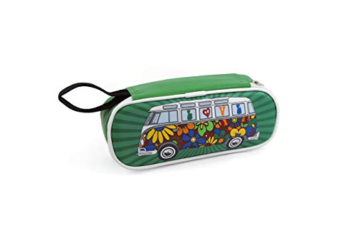 BRISA VW Collection Stifte-Schlamper-Feder-Schreibwaren-Mäppchen im VW T1 Bulli Bus Design Unisex (Love Bus/Grün) von BRISA