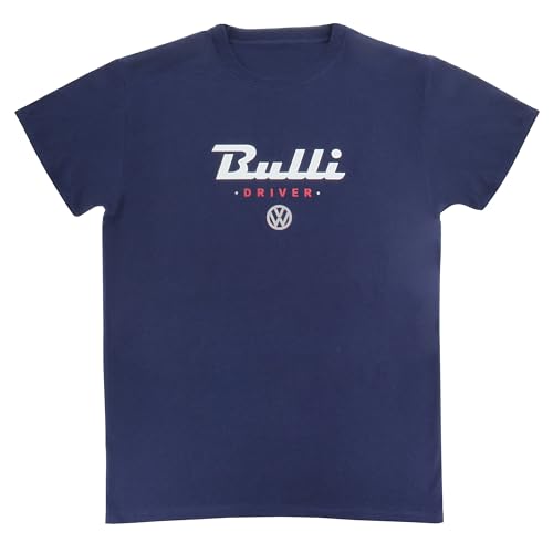 BRISA VW Collection - Volkswagen T-Shirt Unisex-Kurzarm mit T1 Bulli Bus Motiv aus Baumwolle (Bulli Driver/Blau/Größe M) von BRISA