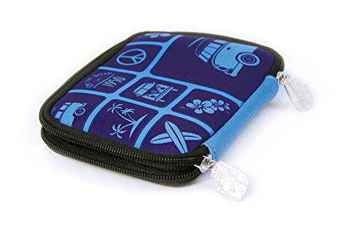 BRISA VW Collection - Volkswagen Neopren Geld-Börse-Beutel-Smart-Wallet im T1 Bulli Bus Design 16 cm (Surf/Blau) von BRISA