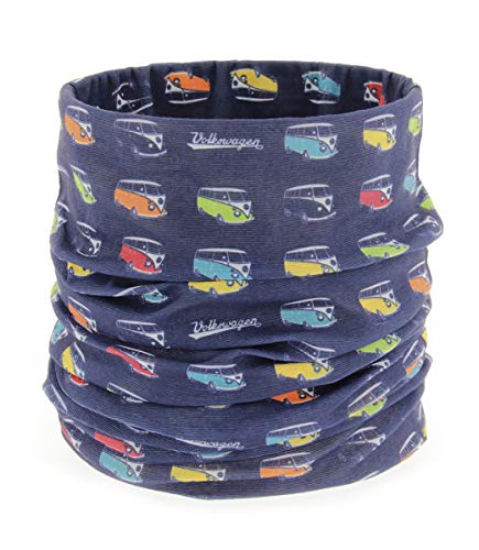 BRISA VW Collection - Volkswagen Unisex Schlauch-Schal-Bandana-Hals-Tuch-Sturm-Haube-Multifunktion-Mund-Nase-Schutz T1 Bulli Bus (Bulliparade/Blau) von BRISA