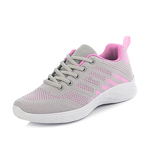 BRKVALIT Damen Sneakers Mesh Gym Turnschuhe Freizeitschuhe Laufschuhe Sportschuhe,Graues Rosa,36EU von BRKVALIT