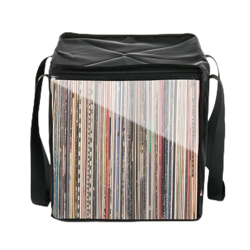 BROJAQ Vinyl-Schallplatten-Aufbewahrungsbox, Große Kapazität, Sichtbarer Taschen-Organizer für CDs, DVDs, Discs | Zusammenklappbarer, Langlebiger Medienhalter mit Tragegriffen und Reißverschluss von BROJAQ