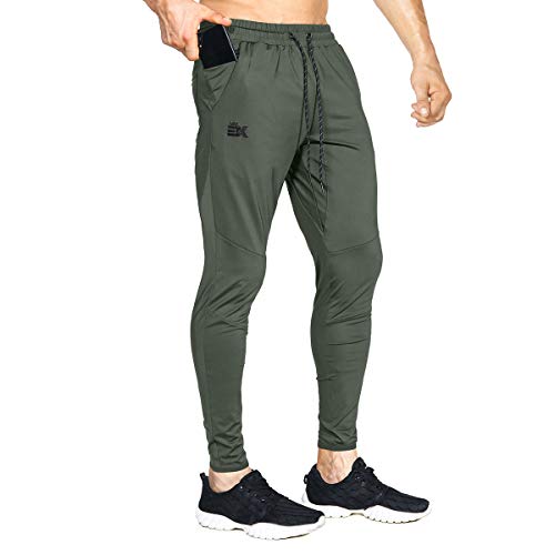 BROKIG Leichte Jogginghose Herren Fitnessstudio Trainingshose Slim Fit Sporthose Lang mit Taschen(Armeegrün,M) von BROKIG