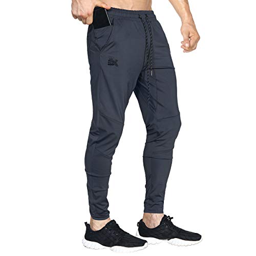 BROKIG Leichte Jogginghose Herren Fitnessstudio Trainingshose Slim Fit Sporthose Lang mit Taschen(Dunkelgrau,M) von BROKIG