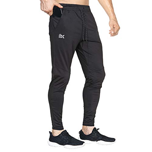 BROKIG Leichte Jogginghose Herren Fitnessstudio Trainingshose Slim Fit Sporthose Lang mit Taschen(Schwarz,L) von BROKIG