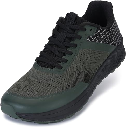 BRONAX Ultrareaktionsschnelle Herren-Laufschuhe, geräumige Zehenbox, mikrotragende Ösen, Grün (Army Green), 41.5 EU von BRONAX