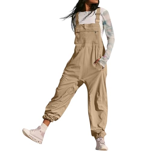 Latzhose Damen Arbeitshose Weites Bein Jumpsuit Verstellbar Riemen Hose Lose Passform Baggy Latzhose für Frauen Hose Khaki M Latzhose Damen Arbeitshose Weites Bein Jumpsuit Verstellbar Riemen Hose Lose Passform Baggy Latzhose für Frauen Hose Khaki M von BRONG
