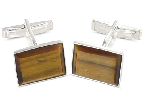 BROOKER Manschettenknöpfe Tigeraugen-Einlage Silber von BROOKER Fine Cufflinks