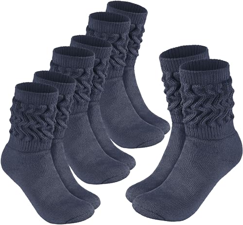 BRUBAKER 4 Paar Slouch Socken - Damen Schoppersocken für Fitness, Yoga, Workout, Gymnastik und Wellness - Knit Sportsocken für Frauen - Jeansblau Größe 39-42 von BRUBAKER