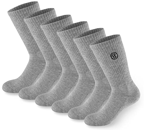 BRUBAKER 6 Paar Tennissocken für Herren und Damen - Lange Sportsocken aus Baumwolle und Polyester - Crew Socks Baumwollsocken Set - Unisex Fitness Socken - Grau - Größe 35-38 BRUBAKER 6 Paar Tennissocken für Herren und Damen - Lange Sportsocken aus Baumwolle und Polyester - Crew Socks Baumwollsocken Set - Unisex Fitness Socken - Grau - Größe 35-38 von BRUBAKER