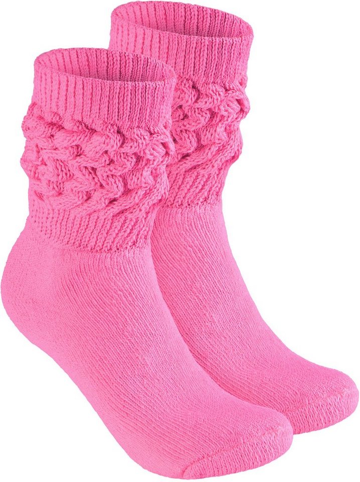 BRUBAKER Schoppersocken Slouch Socken - Damen Fitnesssocken (80s Style, 2-Paar, Baumwolle) Knit Sportsocken für Fitness, Yoga, Workout, Gymnastik und Wellness von BRUBAKER