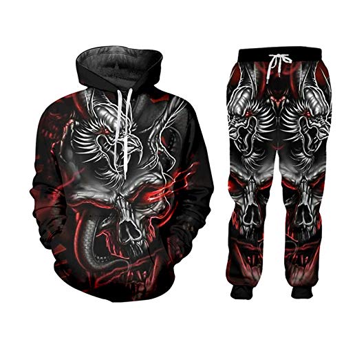 BSDASH Mode 3D Jacken Herren Trainingsanzug Sets Dragon Skull Männer Casual Zipper Set Herbst Trainingsanzug Set Sweatshirt HSPA00892 6XL von BSDASH