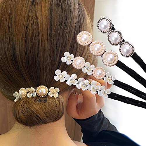 BSITSSS 4 Stück Haarspangen Damen, Haarklammer Haarspange mit Kristallblume Einziehbares und Biegbares DIY Haarschmuck, Haarklammern Hair Clip Haarclips Hochsteckfrisuren Zubehör Hair Accessories von BSITSSS