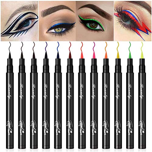 12 Farben Eyeliner Set Matte Liquid Eyeliner Pen Long Lasting Waterproof Speed Dry Bunte Flüssig-Eyeliner Augen-Makeup (12 Farben) von BSTCAR