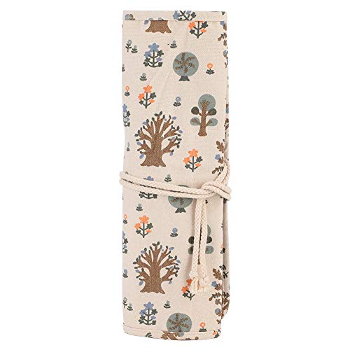 BSTCAR Segeltuch-Federmäppchen Roll-Up Federtasche Bleistifttasche, Bleistifttasche Floral Print, Stiftschutzhülle, Stiftaufbewahrung, Geschenkbox von BSTCAR