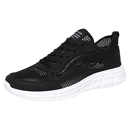 BSWFA 2024 Herren Stilvoll Sommer Barfußschuhe Barfuss Sneaker mit Breiter Zehenbox Laufschuhe Mesh Walkingschuhe Turnschuhe Atmungsaktives Obermaterial rutschfeste Gummisohle Gr.40-45 (White, 40) von BSWFA