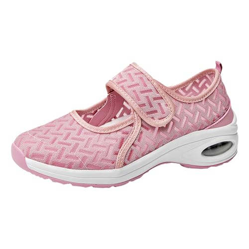 BSWFA Damen Round Toe Lace Freizeitschuhe Laufschuhe Turnschuhe Straßenlaufschuhe rutschfest Leichtgewichts Atmungsaktiv WalkingschuheOutdoorTennisschuheSportschuhe,Größe 36-43EU (11-Pink, 39) von BSWFA