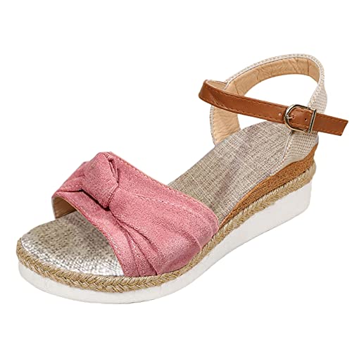 BSWFA Damen Sandaletten Leicht Strandsandalen mit Kordelzug Sommer Meer Pool Strand mit Blockabsatz und Riemchen Strandschuhe Hausschuh Keilsandalen Elegant Sommerschuhe Elegante Schuhe Damen von BSWFA