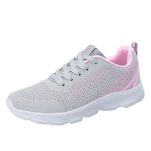 BSWFA Herren Damen Slip-on-Mesh-Turnschuhe Sneaker Sportschuhe Leichte Laufschuhe Hallenschuhe Atmungsaktiv Walkingschuhe Indoor Fitnessschuhe Joggingschuhe (Pink-2, 37) von BSWFA