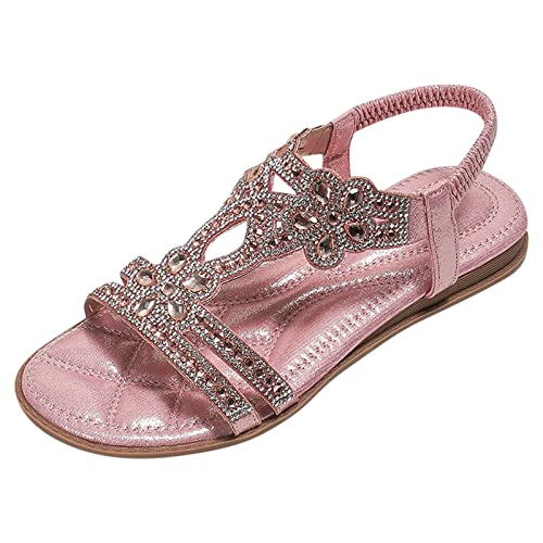 BSWFA Sandalen Damen Sommer Leicht Strandsandalen mit Kordelzug Sommer Meer Pool Strand Freizeitsandale Trekkingsandalen Wandersandalen Keilsandalen Elegant Sommerschuhe Mit 4 Farben Größe37-43EU von BSWFA