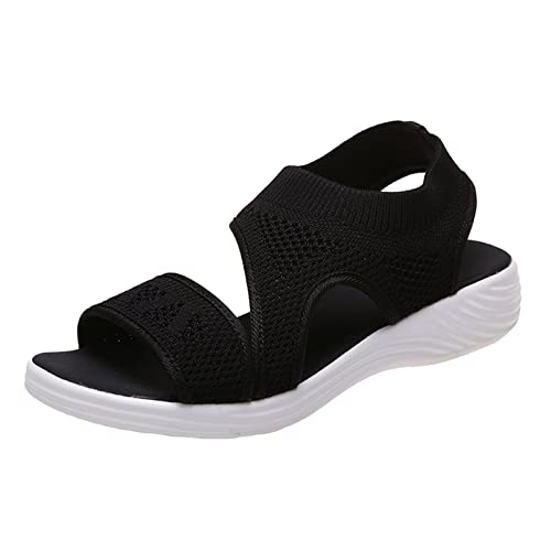 BSWFA Sandalen Herren Damen Orthopädische Bohemia Freizeit Sandals Wandersandalen Sommer Outdoor mit offener Zehenpartie Strandschuhe Hausschuh Schwarze Treckingsandale Elegante Schuhe Damen von BSWFA