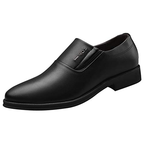 Business Formale Schnürschuh Lederschuhe Moderne Klassische Halbschuh Flach Atmungsaktiv Freizeitschuhe Weit Slip on Sneakers Bequeme Mokassins Loafers Schuhe zum Autofahren modische (Black, 43) von BSWFA