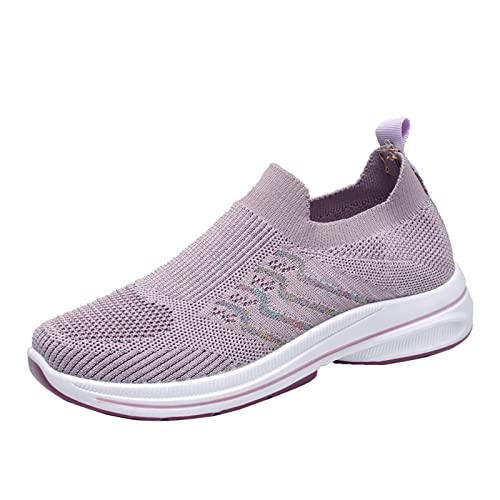 Damen Stilvoll Flache Freizeitschuhe Turnschuhe Freizeit Leichtgewichts Atmungsaktiv Bequem Wanderschuhe Walkingschuhe Fitnessschuhe Traillaufschuhe Mit4FarbenGr.37-41 EU (Purple, 38) von BSWFA