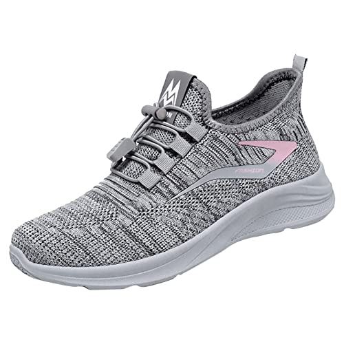 Damen Stilvoll Turnschuhe Mesh Freizeit Leichtgewichts Atmungsaktiv Bequem Walkingschuhe Laufschuhe Freizeitschuhe Straßenlaufschuhe Wanderschuhe Workout Jogging Outdoor Running Sommer (Grey, 39) von BSWFA