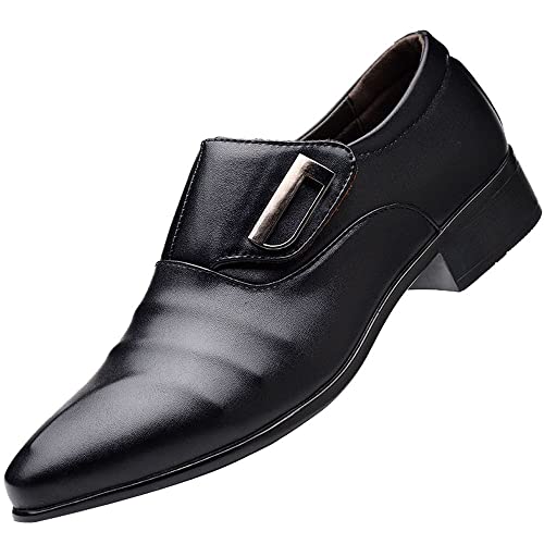 Herren Business Atmungsaktiv Lederschuhe Farbe Einfacher Halbschuh zum Autofahren Klassische Schlupfschuhe Slipper Flach WeichLeicht Freizeitschuhe Loafers Schuhe Wird mit Schuhkarton (Black, 44) von BSWFA