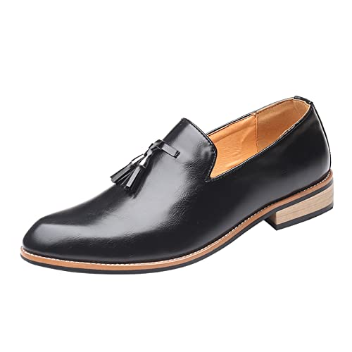 Herren Business Atmungsaktiv Lederschuhe mit Quasten tragen Farbe Einfacher Halbschuh zum Autofahren Klassische Schlupfschuhe Slipper Flach WeichLeicht Freizeitschuhe Loafers Schuhe Wird (Black, 41) von BSWFA