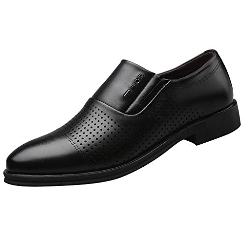 Herren Business Einfarbige Durchbrochene Lederschuhe Halbschuh Formale Moderne Klassische Herren Slipper Atmungsaktiv Freizeitschuhe Business Schuhe Hochzeit Schuhe Mit2Farben (Black, 46) von BSWFA