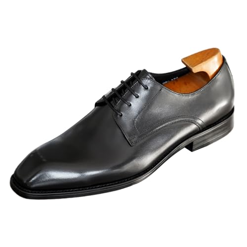 Herren Business Formale Geprägte Lederschuhe Moderne Klassische Halbschuh Einfarbige Quadratische Zehe Bequeme Mokassins Hochzeitsschuhe Atmungsaktiv Freizeitschuh Loafers Schuhe (Black, 47) von BSWFA