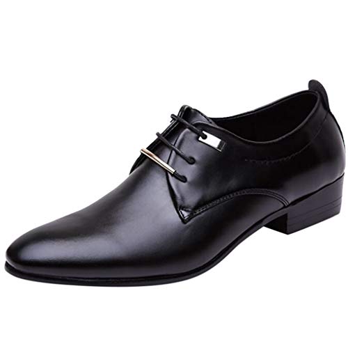 Herren Business Formelle Lederschuhe Moderne Klassische Spitzer Zehe Slipper Schnürschuh Lässige Loafer Freizeitschuhe Loafers Schuhe zum Autofahren modische Schlup Halbschuh mit Gummizug (Black, 45) von BSWFA