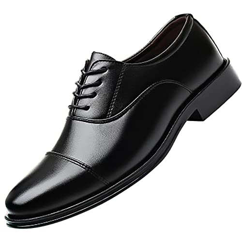 Herren Englische Stil Business Lederschuhe Formale Halbschuh Moderne Klassische Schnürschuh Spitzer Out-Runde Slipper Atmungsaktiv Vielseitige Freizeitschuhe Loafers Schuhe zum (Black, 44) von BSWFA