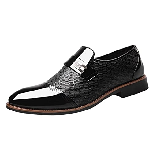 Herren Formal Business Casual Spitze Zehe Schuhe Klassischer Lederschuhe Ferse Spitze Zehe Schnürer Schnürsenkel Farbe Einfacher Britischer Farbe Einfacher Anzugschuhe Größe ：37-48 (Black, 40) von BSWFA