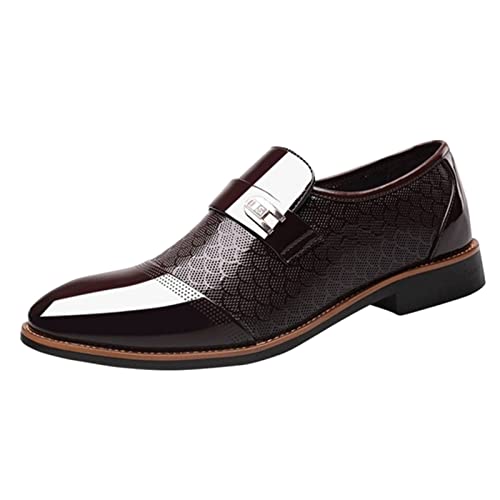 Herren Formal Business Casual Spitze Zehe Schuhe Klassischer Lederschuhe Ferse Spitze Zehe Schnürer Schnürsenkel Farbe Einfacher Britischer Farbe Einfacher Anzugschuhe Größe ：37-48 (Brown, 41) von BSWFA