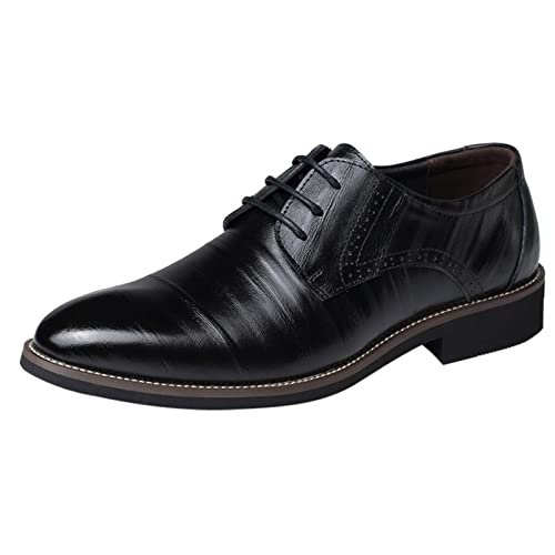 Herren Formal Business Casual Spitze Zehe Schuhe Klassischer Lederschuhe Ferse Spitze Zehe Schnürer Schnürsenkel Farbe Einfacher Britischer Farbe Einfacher Anzugschuhe Mit 4 Farben (Black, 39) von BSWFA