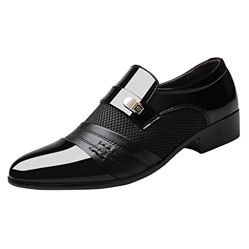 Herren Formal Business Casual Spitze Zehe Schuhe Klassischer Lederschuhe Ferse Spitze Zehe Schnürer Schnürsenkel Farbe Einfacher Britischer Farbe Einfacher Anzugschuhe WeichLeicht (Black, 39) von BSWFA