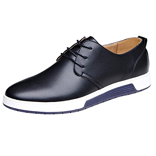 Herren Klassischer Business Anzugschuhe Farbe Einfacher Schnürhalbschuhe Klassischer Business Hochzeit Schuhe Atmungsaktiv Lederschuhe Loafers Schuhe zum Autofahren modische Schlupfschuhe (Black, 44) von BSWFA