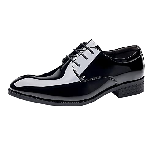 Herren Klassischer Business Lederschuhe Farbe Einfacher Schnürhalbschuhe Klassischer Business Hochzeit Schuhe Atmungsaktiv Anzugschuhe Loafers Schuhe zum Autofahren modische Schlupfschuhe (Black, 40) von BSWFA