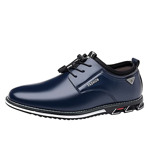 Herren Klassischer Business Schnürsenkel - dünn gewachste Schuhbänder ideal für Anzugschuhe Lederschuhe Herrenschuhe Hochzeit Schuhe Schnürschuh Lederschuhe Herren Ersatzschnürsenkel (Blue, 39) von BSWFA