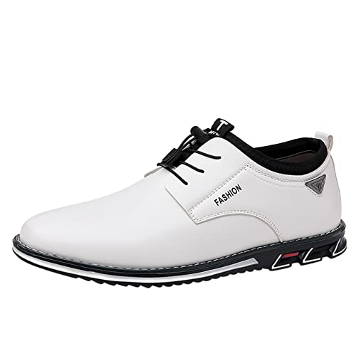 Herren Klassischer Business Schnürsenkel - dünn gewachste Schuhbänder ideal für Anzugschuhe Lederschuhe Herrenschuhe Hochzeit Schuhe Schnürschuh Lederschuhe Herren Ersatzschnürsenkel (White, 43) von BSWFA