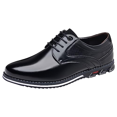 Herren Modische WeichLeicht Lederschuhe in Übergröße Spitzer ZeheLoafers Schuhe zum Autofahren Klassische Schlupfschuhe Slipper Flach Atmungsaktiv Freizeitschuhe Loafers Schuhe (Black, 41) von BSWFA