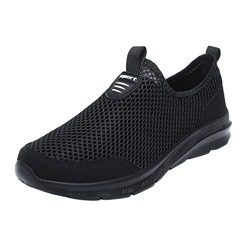 Herren Stilvoll Turnschuhe Mesh Freizeit Leichtgewichts Atmungsaktiv Bequem Walkingschuhe Laufschuhe Freizeitschuhe Straßenlaufschuhe Wanderschuhe Workout Jogging Outdoor Running (Black, 40) von BSWFA