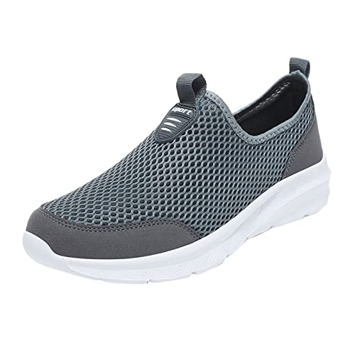 Herren Stilvoll Turnschuhe Mesh Freizeit Leichtgewichts Atmungsaktiv Bequem Walkingschuhe Laufschuhe Freizeitschuhe Straßenlaufschuhe Wanderschuhe Workout Jogging Outdoor Running Schlichter (Grey, 41) von BSWFA