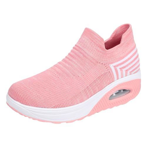 Outdoor Frauen Schuhe Atmungsaktive Farbe Sport Mesh Runing Solide Schuhe Leinenschuhe Damen Schuhe (16-Pink, 37) von BSWFA