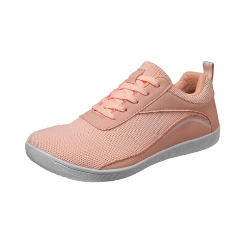 Paar Mesh-Sport-Freizeitschuhe, atmungsaktiv, Flacher Boden, leicht, Bequeme Wanderschuhe in Übergröße Schuhe Herren Sneaker Niedrig (Pink #2, 37) von BSWFA