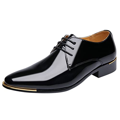 Schuhe Herren Spitze Schuhe Herren Business Klassische Casual Herren Lederschuhe Retro Schuhe Herren Anzugschuhe (Black, 44) von BSWFA