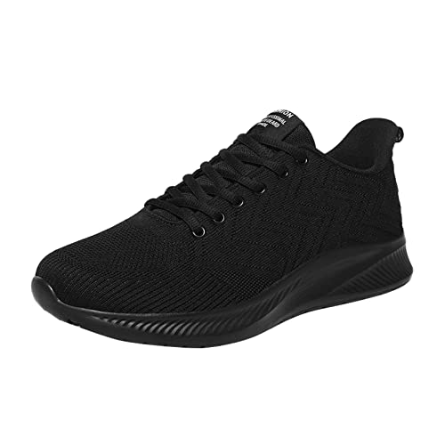 Sommer Herren groß Laufschuhe Fitnessschuhe Bequeme Atmungsaktive Laufschuhe Weich Leicht Barfußschuhe mit rutschfest Sohle für atmungsaktiv Leicht Mesh zumLaufen Wandern Arbeiten (Black, 40) von BSWFA