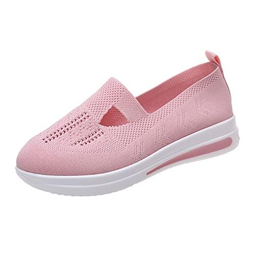 Stilvoll Damen Atmungsaktiv Schlüpfen Schuhe Schlichter Mund Schnürbare Turnschuhe Farbe Einfacher Sportschuhe Breit FitnessschuheMesh Bequeme Sneakers Dicker Sohle Schuhe Mit 4Farben Größe (Pink, 40) von BSWFA